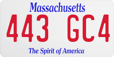 MA license plate 443GC4