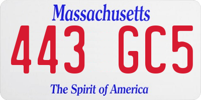 MA license plate 443GC5