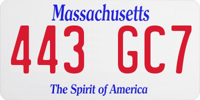 MA license plate 443GC7