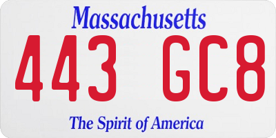 MA license plate 443GC8