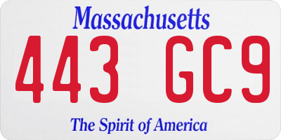 MA license plate 443GC9