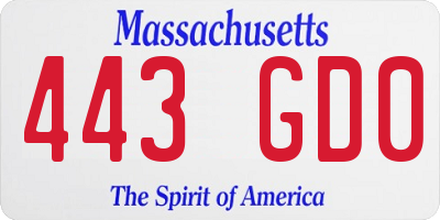 MA license plate 443GD0