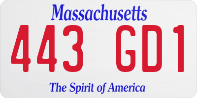 MA license plate 443GD1