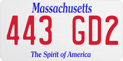 MA license plate 443GD2