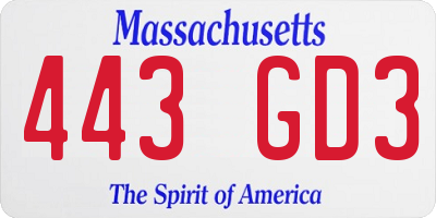 MA license plate 443GD3