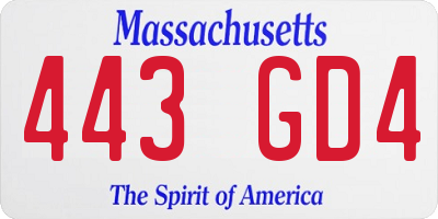 MA license plate 443GD4
