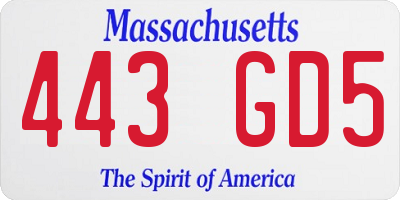 MA license plate 443GD5