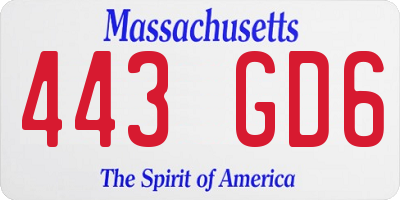MA license plate 443GD6