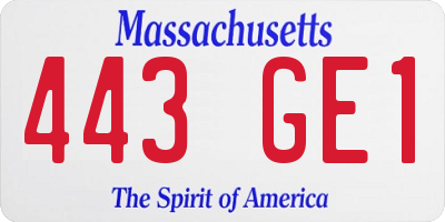 MA license plate 443GE1
