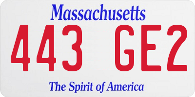 MA license plate 443GE2