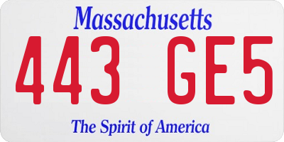 MA license plate 443GE5