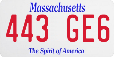 MA license plate 443GE6
