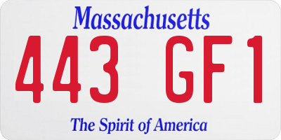 MA license plate 443GF1