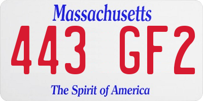 MA license plate 443GF2
