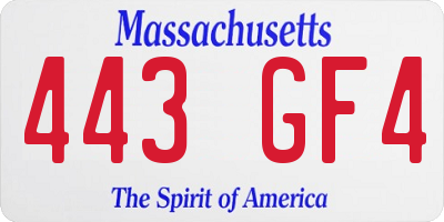 MA license plate 443GF4