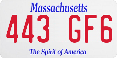 MA license plate 443GF6