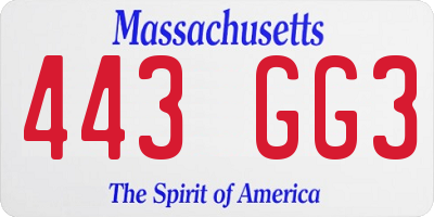 MA license plate 443GG3