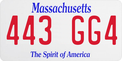 MA license plate 443GG4