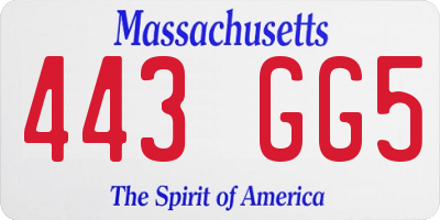 MA license plate 443GG5