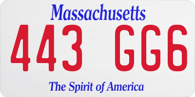 MA license plate 443GG6