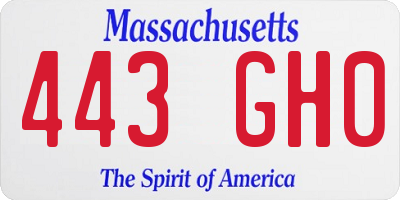 MA license plate 443GH0