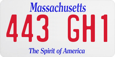 MA license plate 443GH1