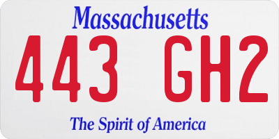 MA license plate 443GH2