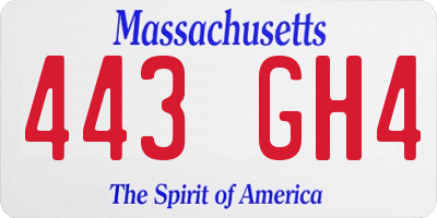 MA license plate 443GH4