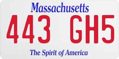 MA license plate 443GH5
