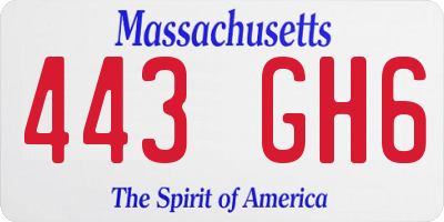 MA license plate 443GH6