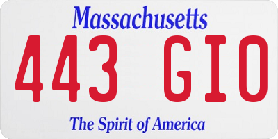 MA license plate 443GI0