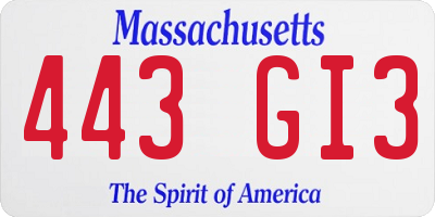 MA license plate 443GI3