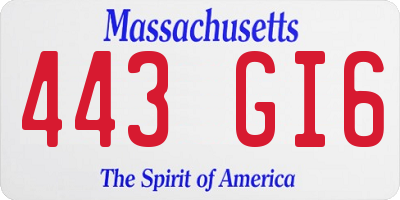 MA license plate 443GI6