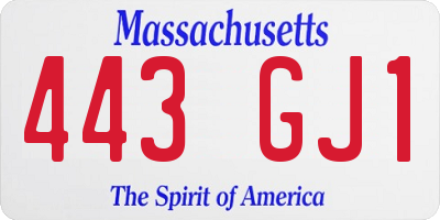 MA license plate 443GJ1