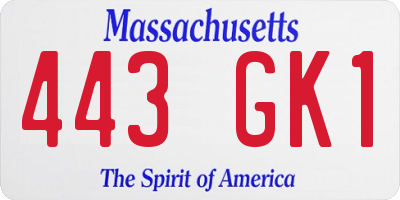 MA license plate 443GK1