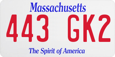 MA license plate 443GK2