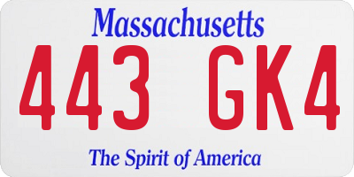 MA license plate 443GK4