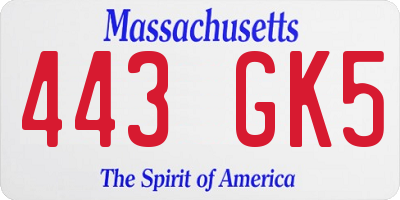 MA license plate 443GK5