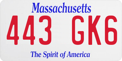 MA license plate 443GK6