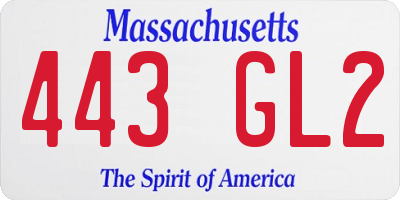 MA license plate 443GL2