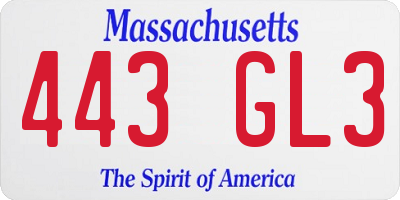 MA license plate 443GL3