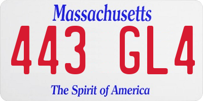 MA license plate 443GL4
