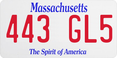 MA license plate 443GL5
