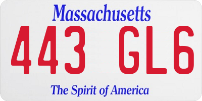 MA license plate 443GL6