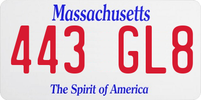 MA license plate 443GL8