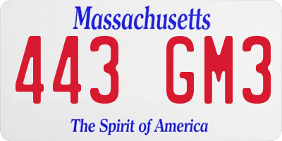 MA license plate 443GM3