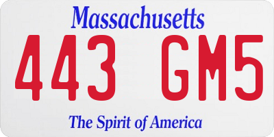 MA license plate 443GM5