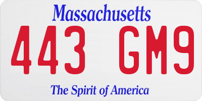 MA license plate 443GM9