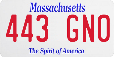 MA license plate 443GN0