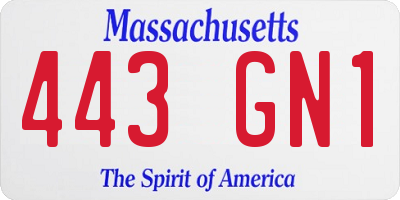 MA license plate 443GN1